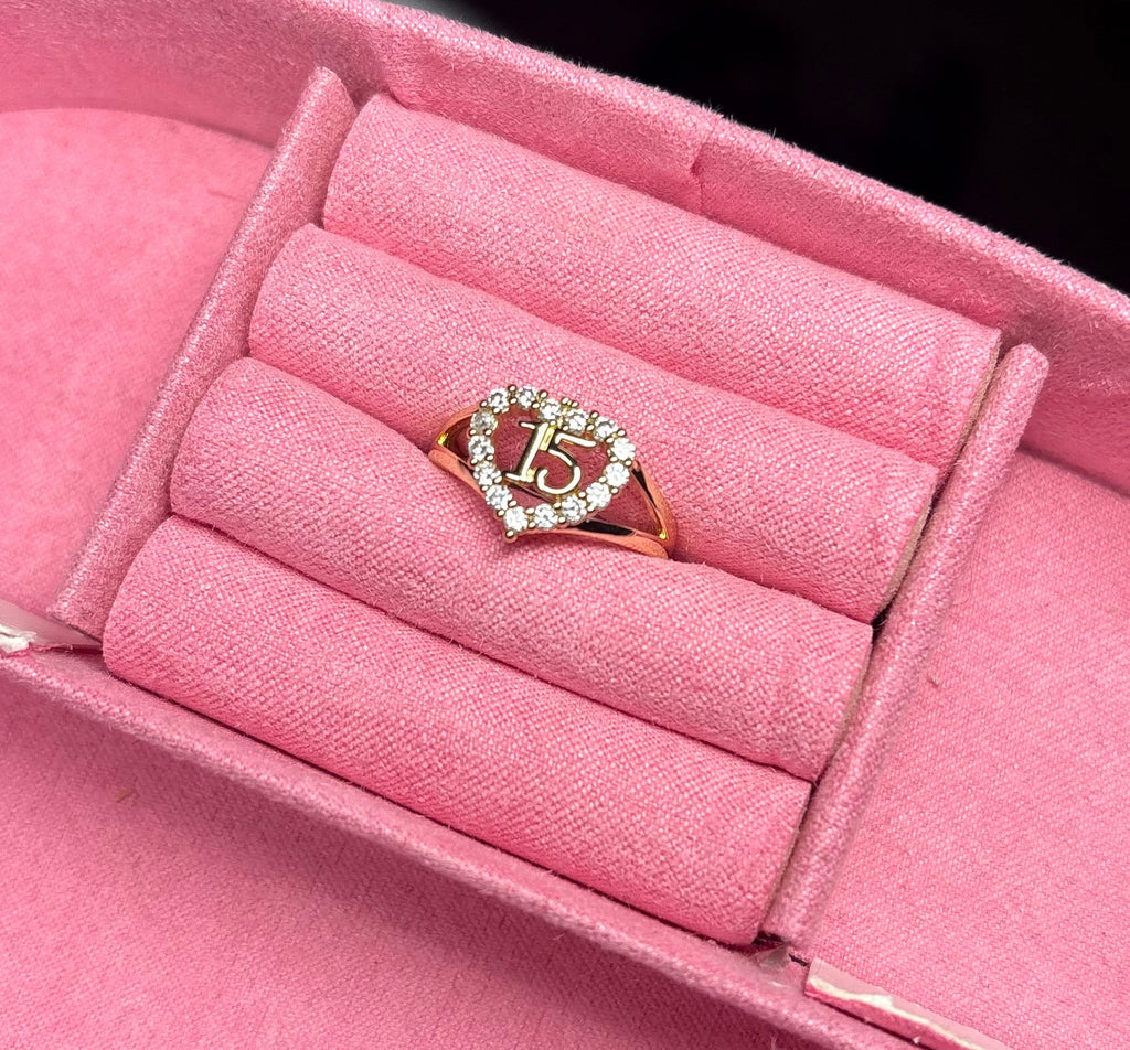 14KT Gold Plated Mis Quince años Heart Ring🎀 Size 6 ONLY