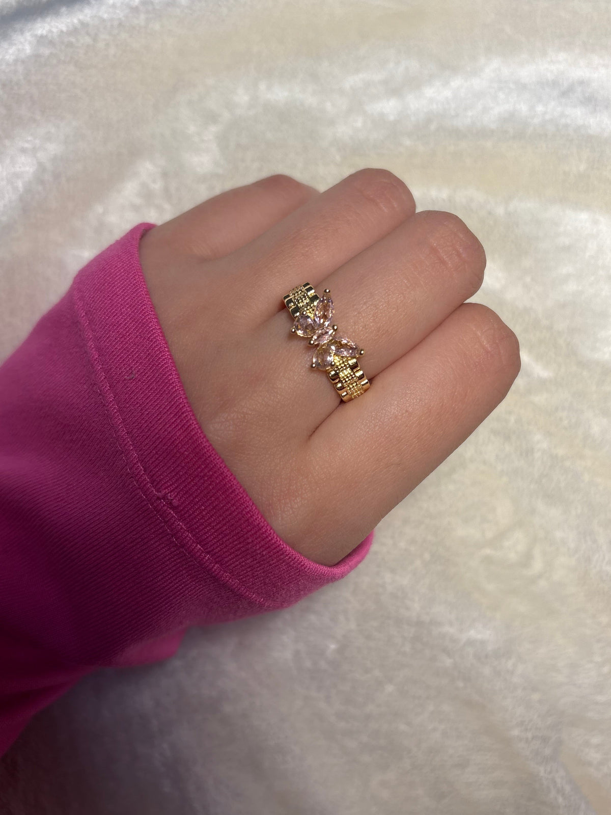 14KT Gold Plated Pink Rollie Band style butterfly🦋                   Size 7 ONLY