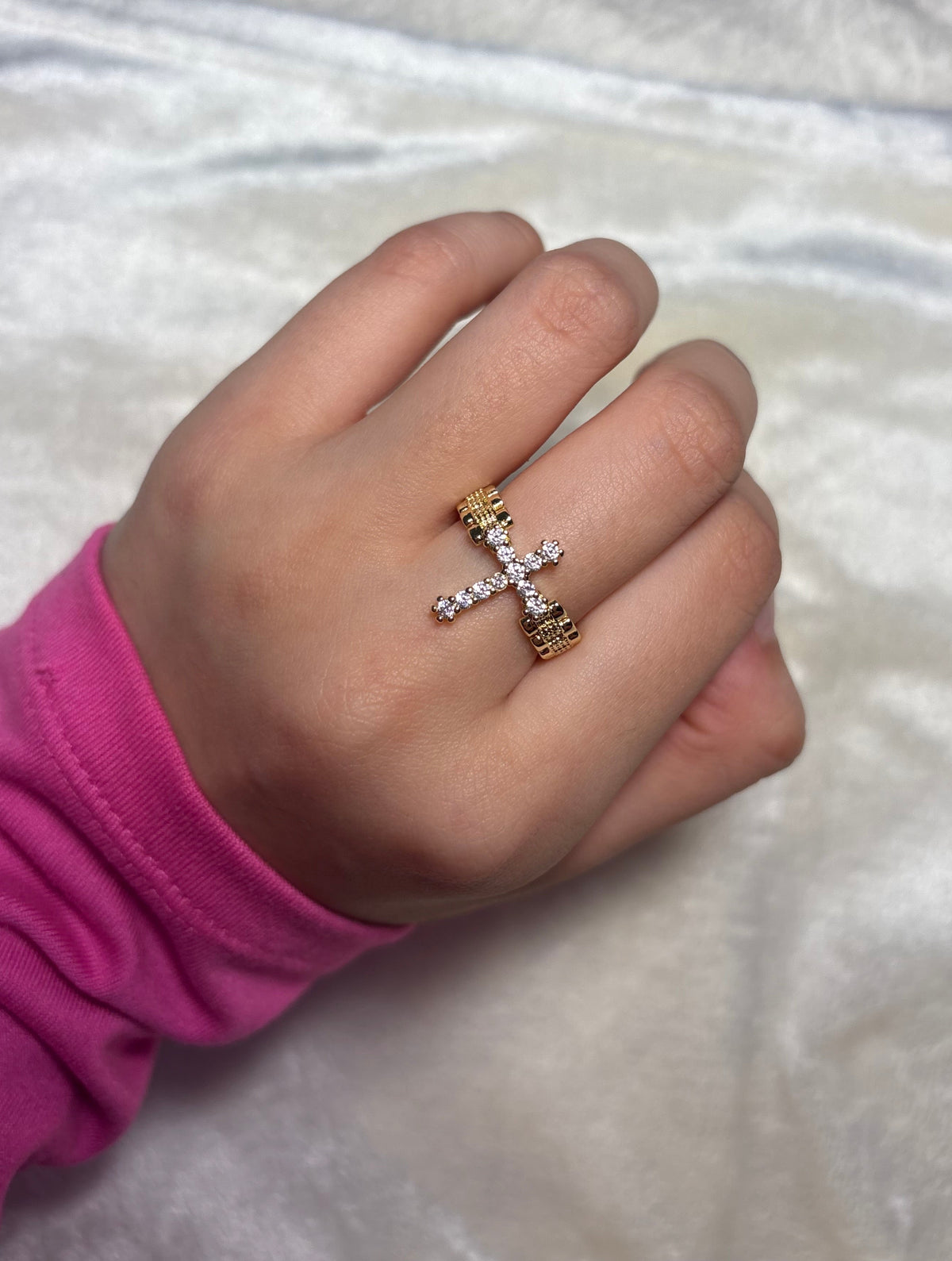 14KT Gold Plated Cross Rollie designed Band in Pink and white🎀